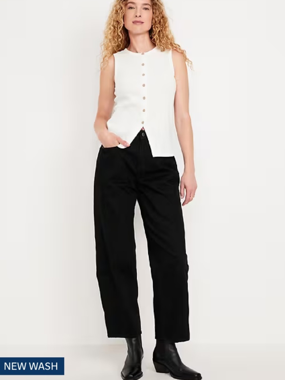 Old Navy High Wasted Barrel Ankle Jeans Black Wash 6P Brand New